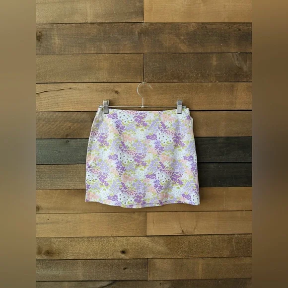 Vintage Y2K Purple Floral Mini Skirt Fairycore Cottagecore Low Rise - Picture 6 of 12